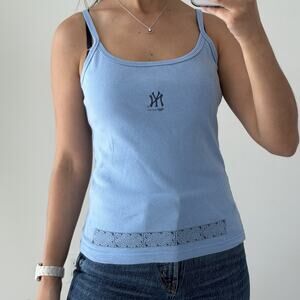 Vintage New York Yankees Cami Top Women Large Light Blue Y2K MLB 20001 Camisole